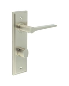 Set Burlington Satin Nickel Knightsbridge Lever on Bathroom Lock Plate c/c 78mm | BUR20-456-81SN
