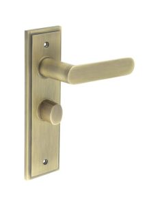 Set Burlington Antique Brass Kensington Lever on Bathroom Lock Plate c/c 57mm  | BUR25-453-81AB