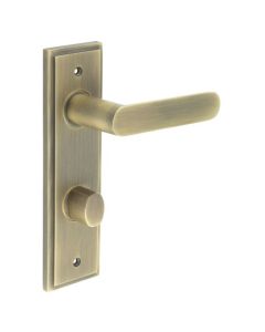 Set Burlington Antique Brass Kensington Lever on Bathroom Lock Plate c/c 78mm | BUR25-456-81AB