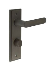 Set Burlington Dark Bronze Kensington Lever on Bathroom Lock Plate c/c 78mm | BUR25-456-81DB