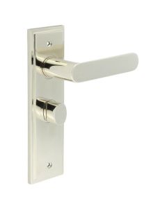 Set Burlington Polished Nickel Kensington Lever on Bathroom Lock Plate c/c 57mm  | BUR25-453-81PN
