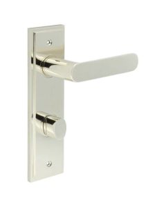 Set Burlington Polished Nickel Kensington Lever on Bathroom Lock Plate c/c 78mm | BUR25-456-81PN