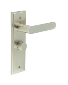 Set Burlington Satin Nickel Kensington Lever on Bathroom Lock Plate c/c 57mm | BUR25-453-81SN