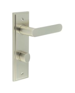 Set Burlington Satin Nickel Kensington Lever on Bathroom Lock Plate c/c 78mm | BUR25-456-81SN