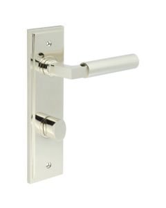 Set Burlington Polished Nickel Westminster Lever on Din Bathroom Lock Plate c/c 78mm  | BUR30-456-81PN