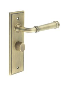 Set Burlington Antique Brass Highgate Lever on Bathroom Lock Plate c/c 57mm | BUR35-453-81AB