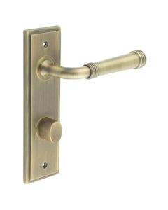 Set Burlington Antique Brass Highgate Lever on Din Bathroom Lock Plate c/c 78mm  | BUR35-456-81AB