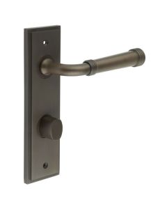Set Burlington Dark Bronze Highgate Lever on Din Bathroom Lock Plate c/c 78mm  | BUR35-456-81DB