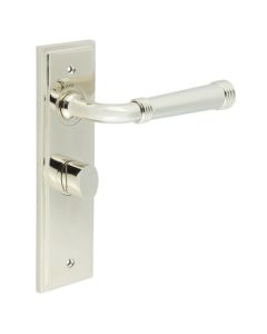 Set Burlington Polished Nickel Highgate Lever on Bathroom Lock Plate c/c 57mm  | BUR35-453-81PN