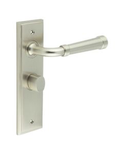 Set Burlington Satin Nickel Highgate Lever on Bathroom Lock Plate c/c 57mm  | BUR35-453-81SN