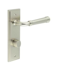 Set Burlington Satin Nickel Highgate Lever on Din Bathroom Lock Plate c/c 78mm  | BUR35-456-81SN