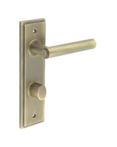 Set Burlington Antique Brass Richmond Lever on Din Bathroom Lock Plate c/c 78mm  | BUR45-456-81AB