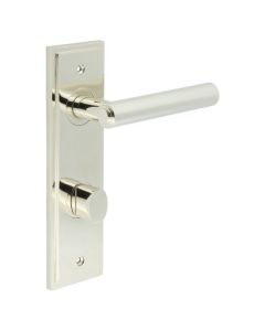 Set Burlington Polished Nickel Richmond Lever on Din Bathroom Lock Plate c/c 78mm  | BUR45-456-81PN