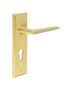 Set Burlington Satin Brass Mayfair Lever on Euro Lock Plate c/c 72mm  | BUR10-455SB