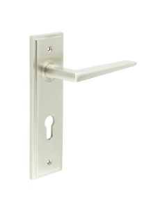 Set Burlington Satin Nickel Mayfair Lever on Din Euro Lock Plate c/c 72mm  | BUR10-455SN