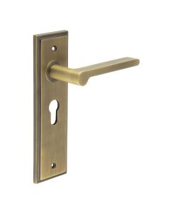 Set Burlington Antique Brass Fitzrovia Lever on Euro Lock Plate c/c 72mm  | BUR15-455AB