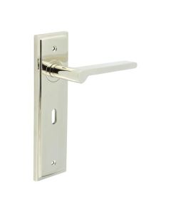 Set Burlington Polished Nickel Fitzrovia Lever on Key Lock Plate  | BUR15-451PN