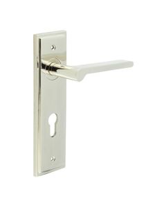 Set Burlington Polished Nickel Fitzrovia Lever on Euro Lock Plate c/c 72mm  | BUR15-455PN