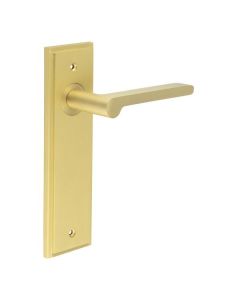 Set Burlington Satin Brass Fitzrovia Lever on Latch Plate | BUR15-450SB