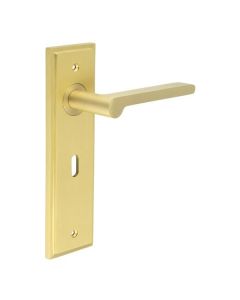 Set Burlington Satin Brass Fitzrovia Lever on Key Lock Plate  | BUR15-451SB