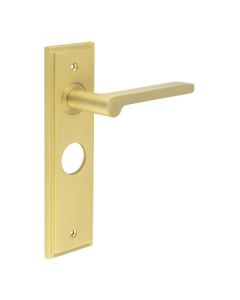 Set Burlington Satin Brass Fitzrovia Lever on Euro Lock Plate c/c 47.5mm  | BUR15-454SB