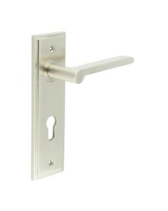 Set Burlington Satin Nickel Fitzrovia Lever on Euro Lock Plate c/c 72mm  | BUR15-455SN