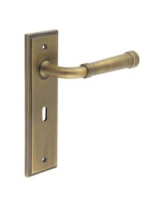 Set Burlington Antique Brass Highgate Lever on Key Lock Plate  | BUR35-451AB