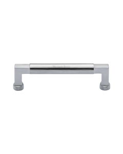 Heritage Brass Satin Chrome Bauhaus Cabinet Pull Handle 128mm