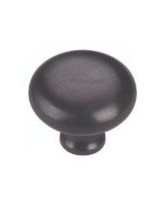 Heritage Brass Matt Black Victorian Round Cabinet Knob 38mm