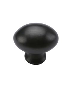 Heritage Brass Matt Black Victorian Oval Cabinet Knob 32mm
