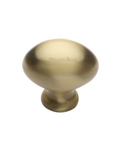 Heritage Brass Satin Brass Victorian Oval Cabinet Knob 32mm