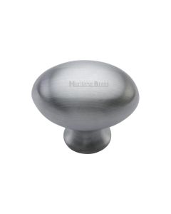 Heritage Brass Satin Chrome Victorian Oval Cabinet Knob 32mm