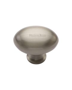 Heritage Brass Satin Nickel Victorian Oval Cabinet Knob 32mm