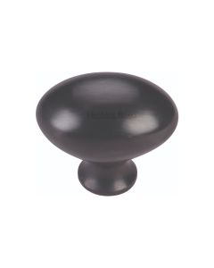 Heritage Brass Matt Black Victorian Oval Cabinet Knob 38mm