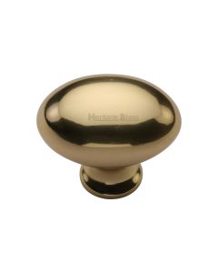 Heritage Brass Polished Brass Victorian Oval Cabinet Knob 38mm