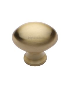 Heritage Brass Satin Brass Victorian Oval Cabinet Knob 38mm