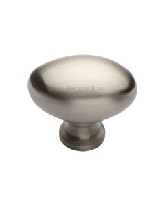 Heritage Brass Satin Nickel Victorian Oval Cabinet Knob 38mm