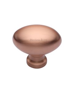 Heritage Brass Satin Rose Gold Victorian Oval Cabinet Knob 38mm