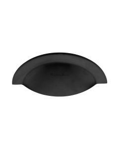 Heritage Brass Matt Black Crescent Drawer Cup Pull 57mm