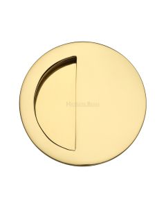 Polished Brass Heritage Brass Round Half Moon Flush Pull