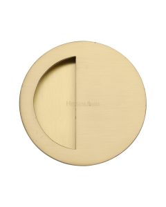 Satin Brass Heritage Brass Round Half Moon Flush Pull