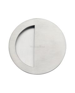 Satin Chrome Heritage Brass Round Half Moon Flush Pull