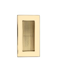 Polished Brass Heritage Brass Reeded Rectangular Flush Pull  105mm