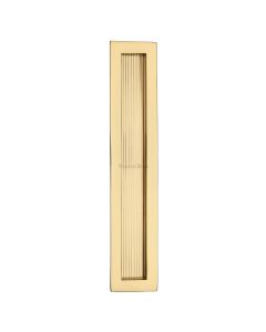 Polished Brass Heritage Brass Reeded Rectangular Flush Pull  300mm