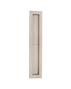 Satin Nickel Heritage Brass Reeded Rectangular Flush Pull  300mm