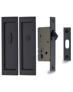 Matt Black Heritage Brass Flush Pull Privacy Set 197mm