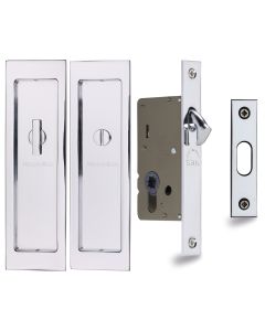 Polished Chrome Heritage Brass Flush Pull Privacy Set 197mm