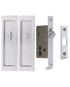 Satin Chrome Heritage Brass Flush Pull Privacy Set 197mm