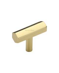 Heritage Brass Polished Brass Hexagon T-Bar Cabinet Knob 41mm