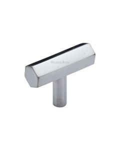 Heritage Brass Polished Chrome Hexagon T-Bar Cabinet Knob 41mm